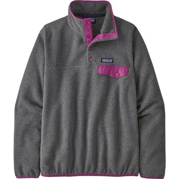 Patagonia Lightweight Synch Snap-T Pullover Womens, Nickel w/Amaranth Pink, XL