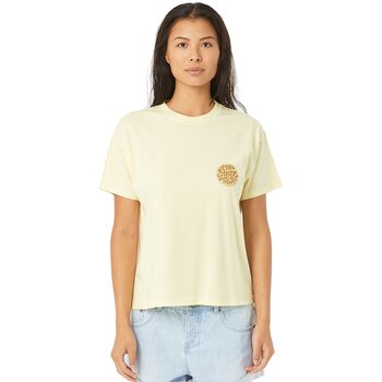 Rip Curl Wettie Icon Relaxed Tee Womens, Lemon, XS